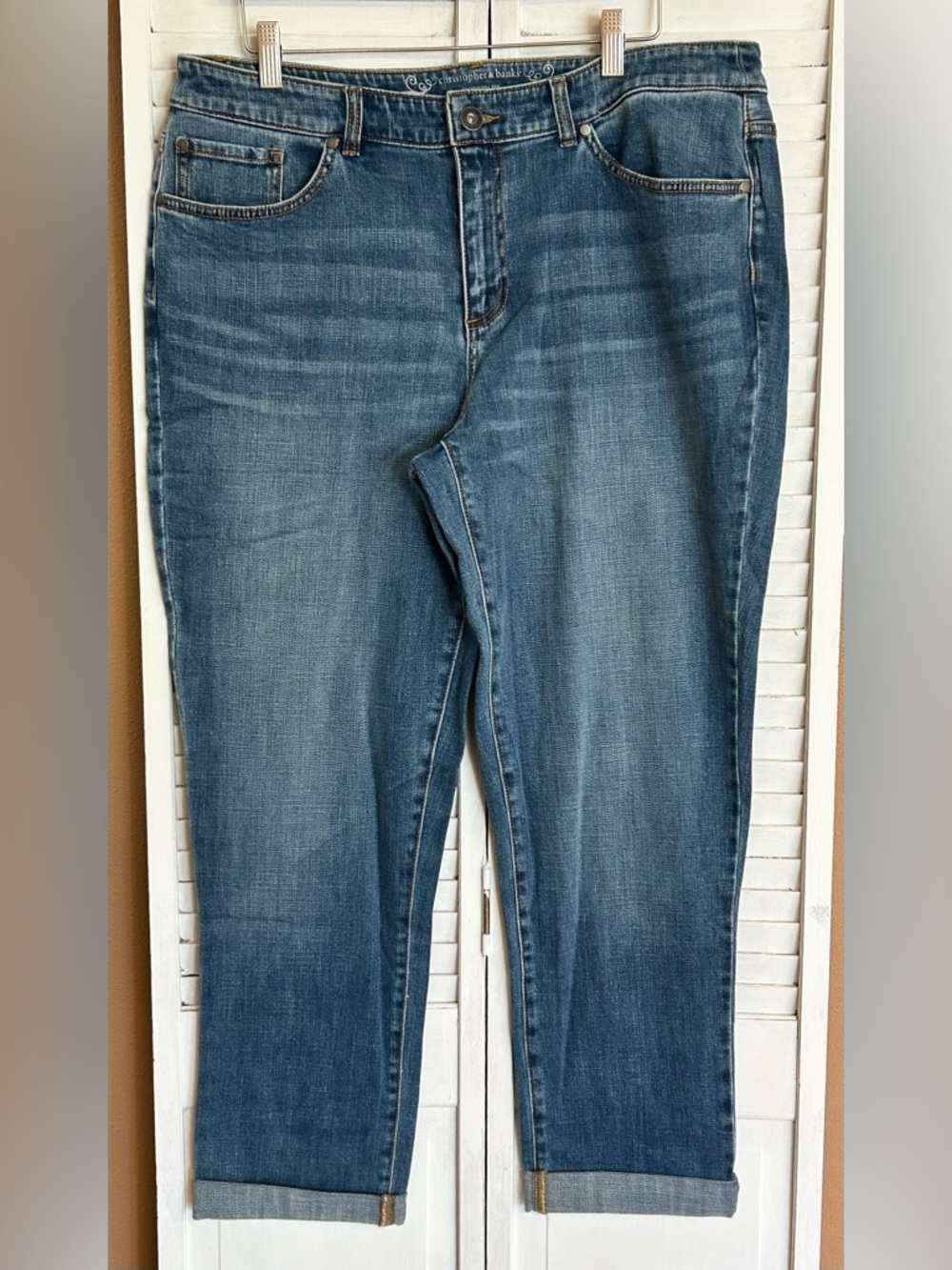 Christopher Banks Womens size 16 Modern Fit Boyfriend tapered leg blue jeans NWT